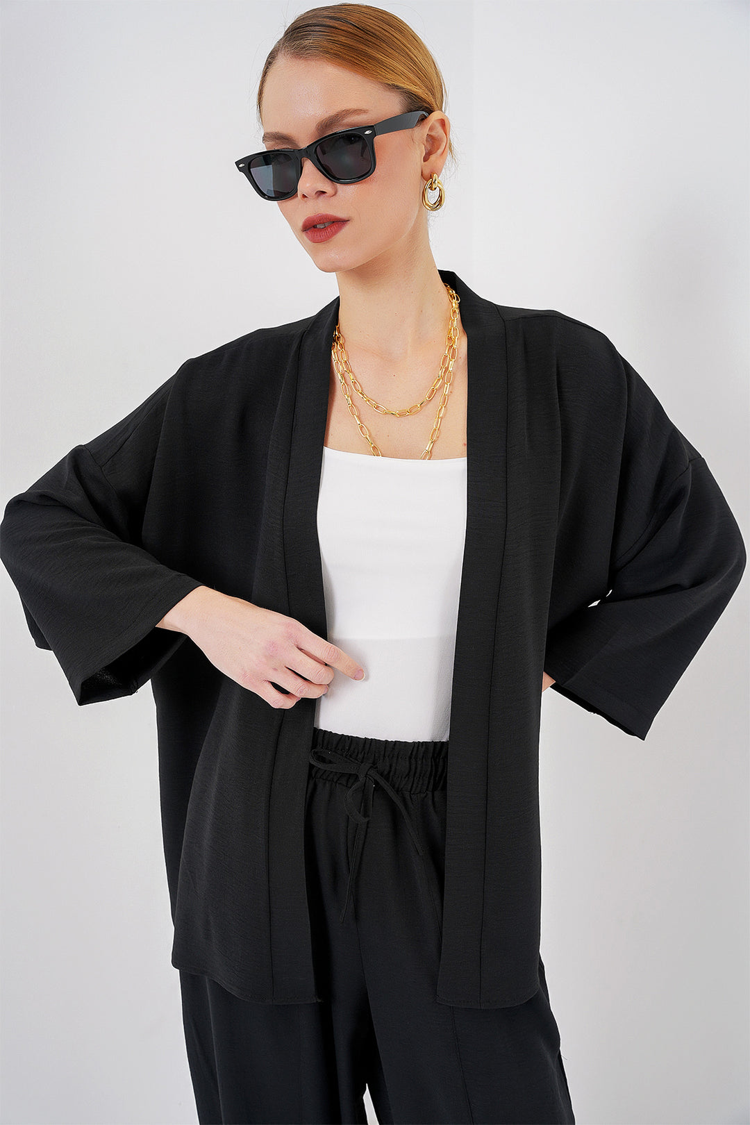 BGD Women Women's Kimono Two-Piece Set 6693 - Black - Romny