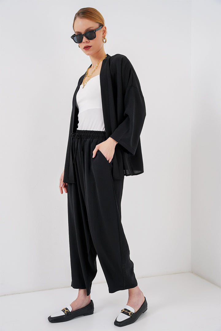 BGD Women Women's Kimono Two-Piece Set 6693 - Black - Romny