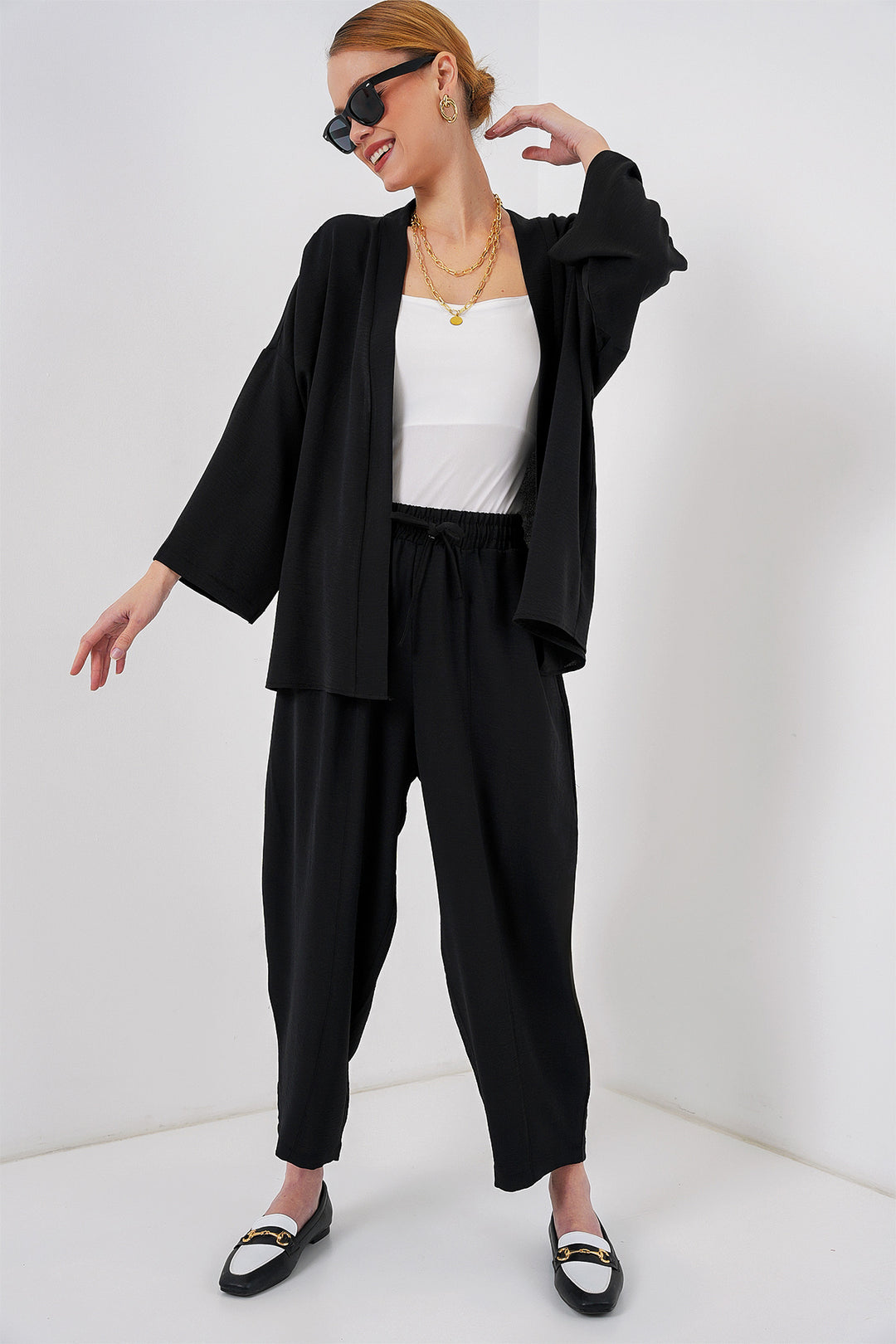 BGD Women Women's Kimono Two-Piece Set 6693 - Black - Romny