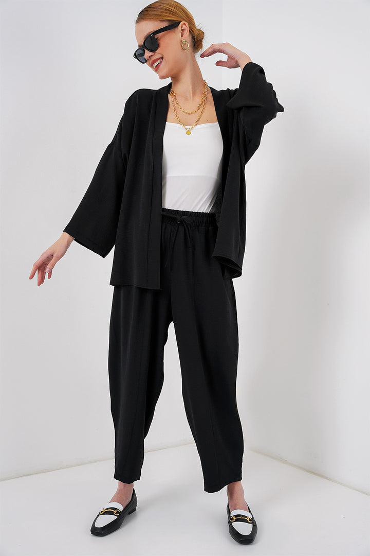 BGD Women Women's Kimono Two-Piece Set 6693 - Black - Romny