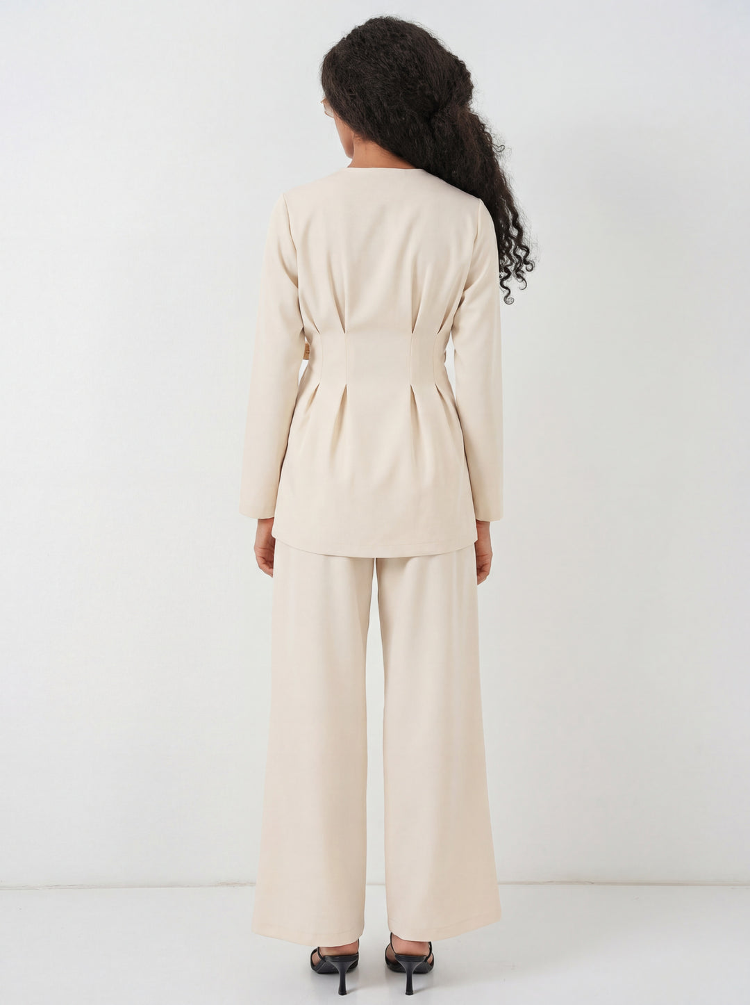 BGD Women Kadın Kimono Pantolon Kumaş Takım 30054 - Bej - Görlitz