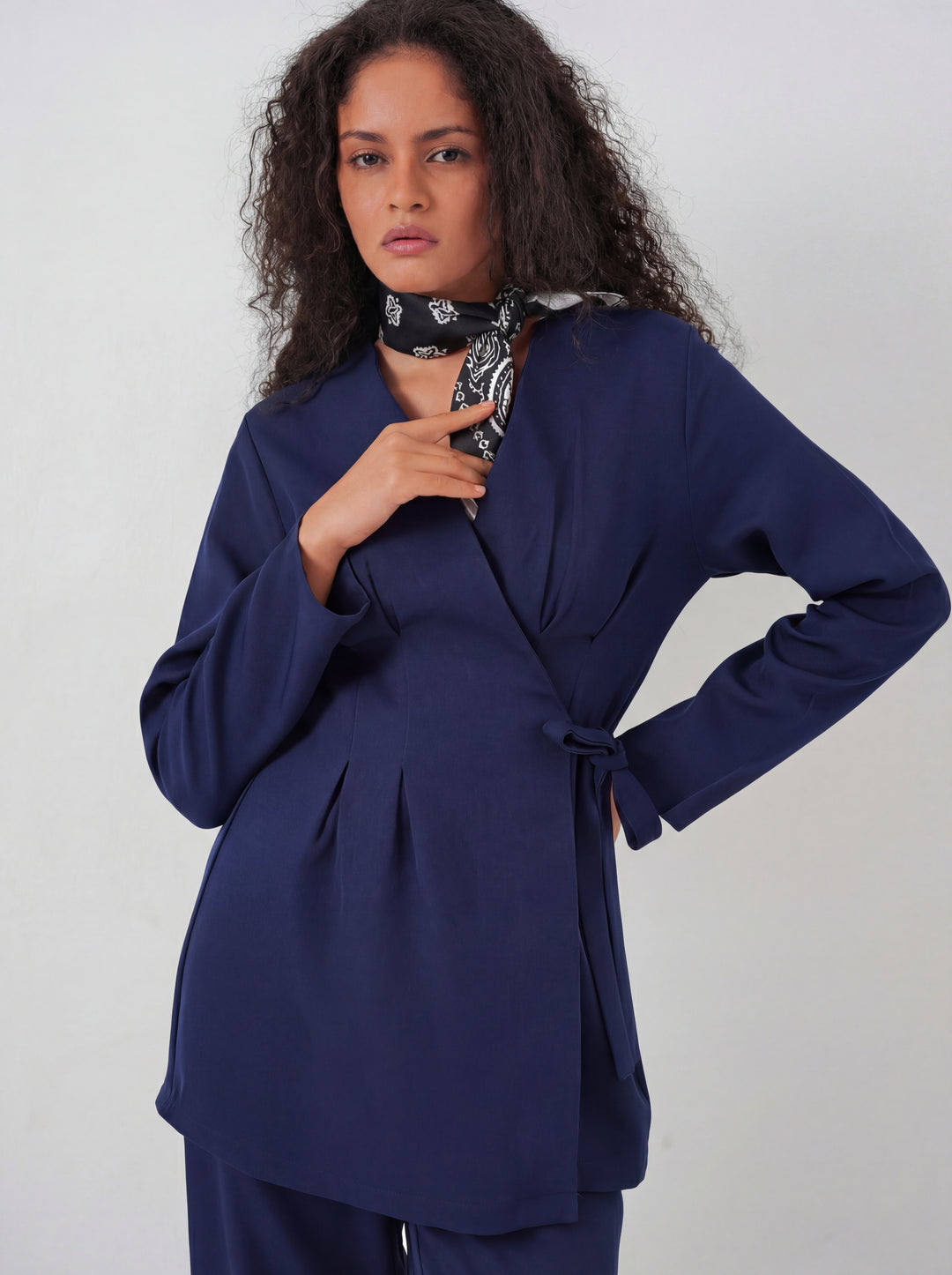 BGD Women Kadın Kimono Pantolon Kumaş Takım 30054 - Lacivert - Steyr