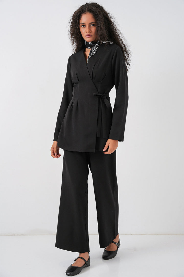 BGD Women Kadın Kimono Pantolon Kumaş Takım 30054 - Siyah - Billerica