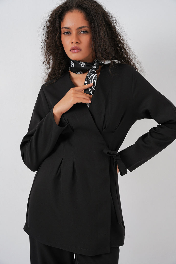 BGD Women Kadın Kimono Pantolon Kumaş Takım 30054 - Siyah - Billerica