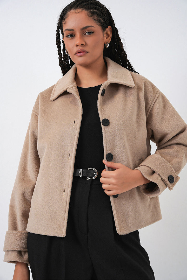BGD Women Woman Short Pea Coat 0724 - Biscuit - Dubuque