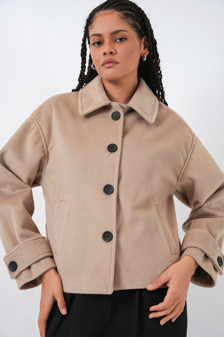 BGD Women Woman Short Pea Coat 0724 - Biscuit - Dubuque