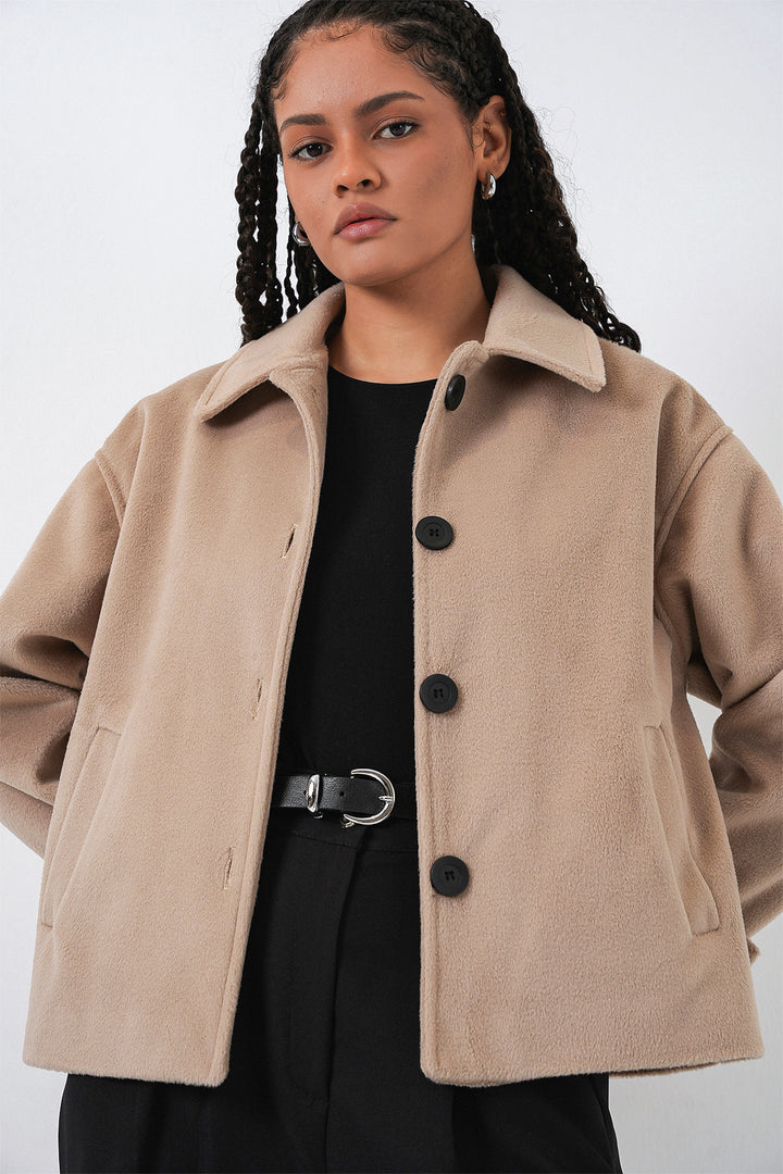 BGD Women Woman Short Pea Coat 0724 - Biscuit - Dubuque