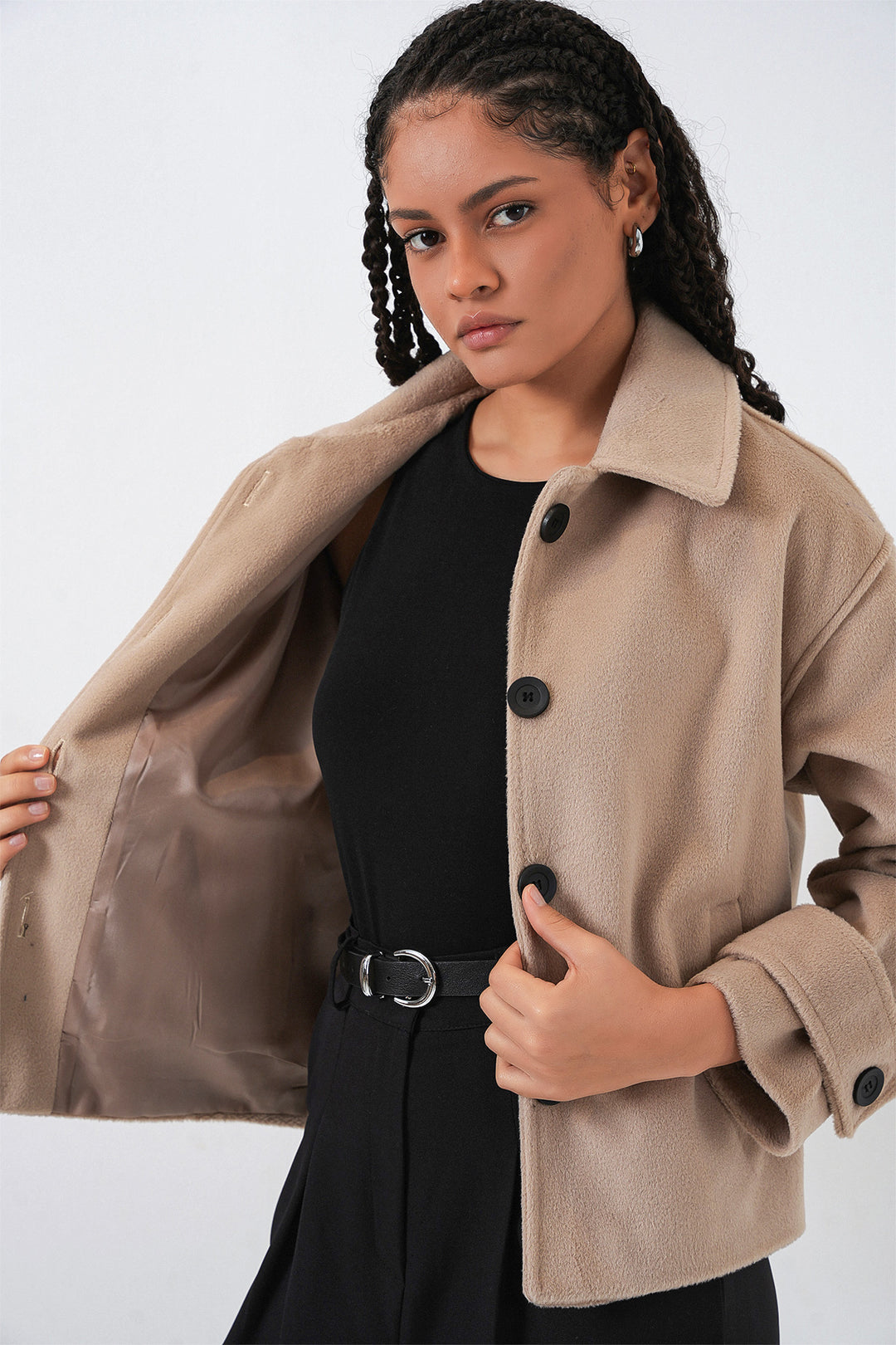 BGD Women Woman Short Pea Coat 0724 - Biscuit - Dubuque