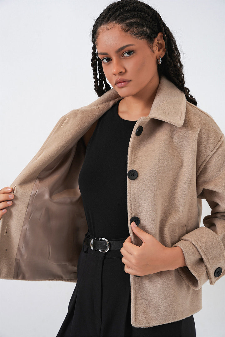 BGD Women Woman Short Pea Coat 0724 - Biscuit - Dubuque