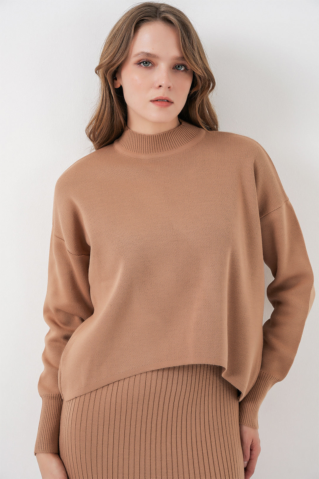 BGD Women Woman Short Sweater Dress 15958 - Camel - Paris