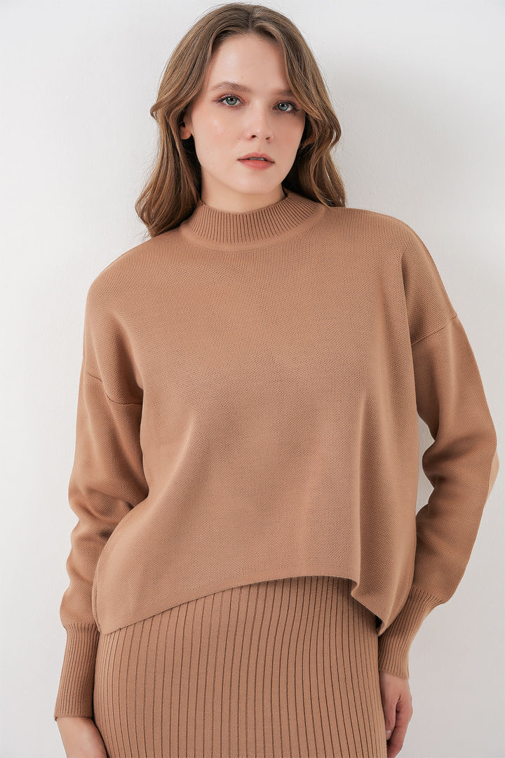 BGD Women Woman Short Sweater Dress 15958 - Camel - Paris