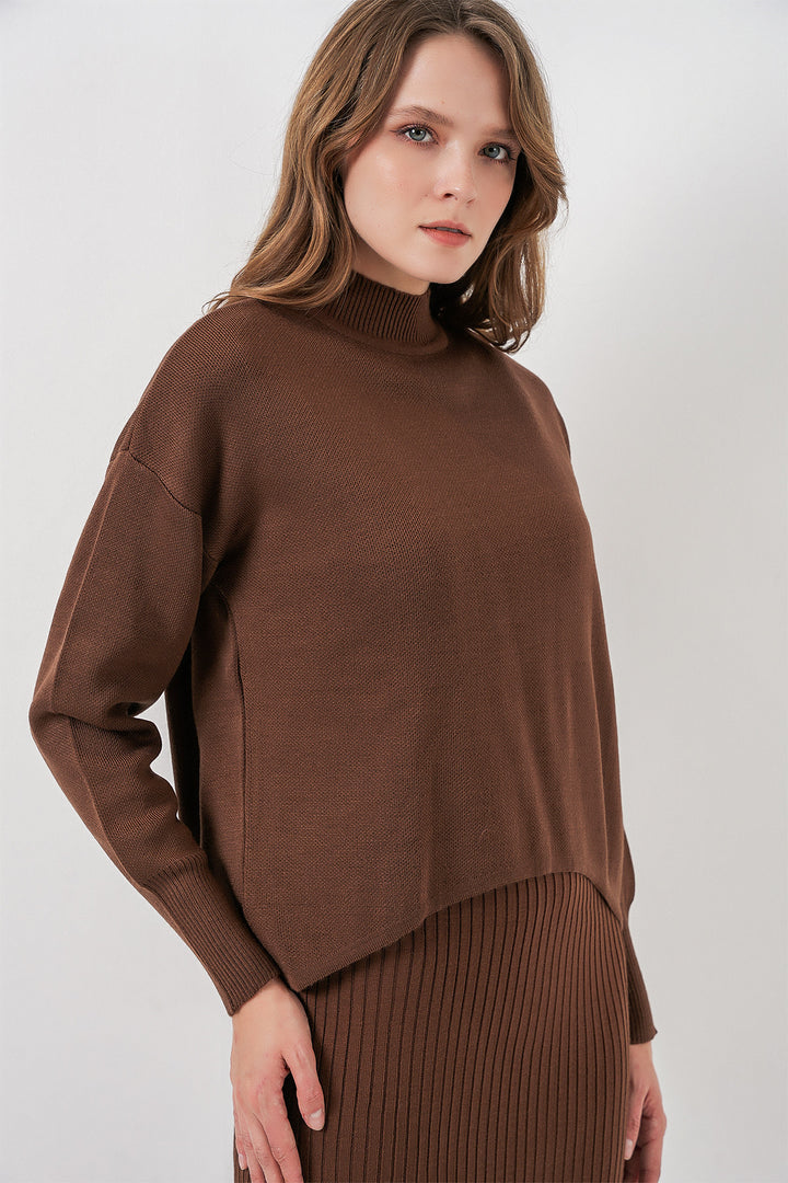 BGD Women Woman Short Sweater Dress 15958 - Brown - Brownsville