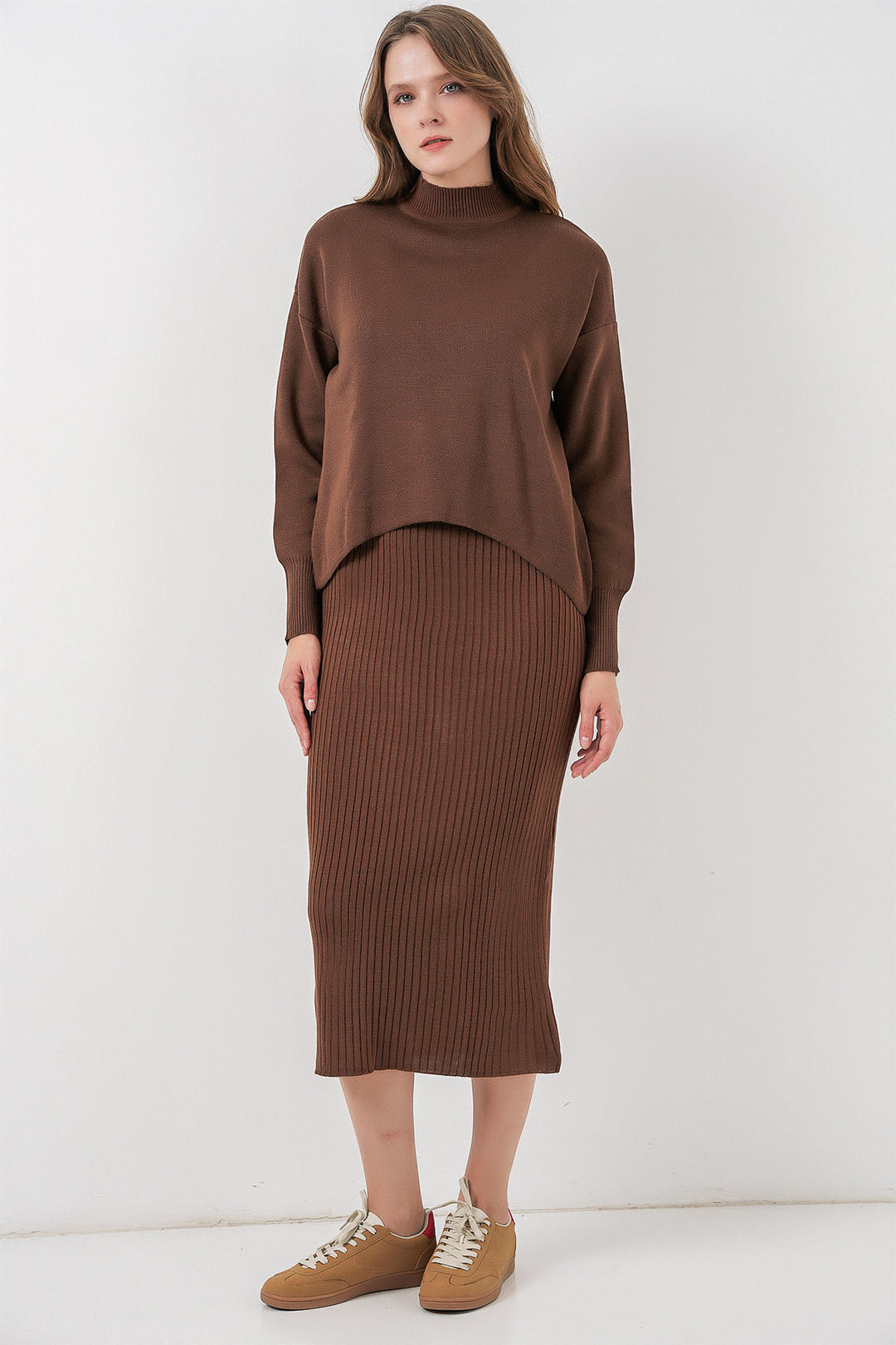 BGD Women Woman Short Sweater Dress 15958 - Brown - Brownsville