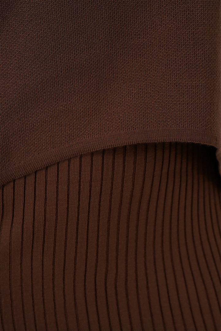 BGD Women Woman Short Sweater Dress 15958 - Brown - Brownsville