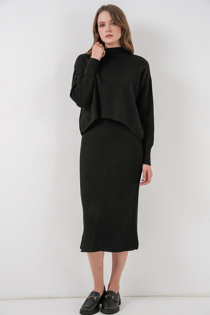 BGD Women Woman Short Sweater Dress 15958 - Black - Düsseldorf