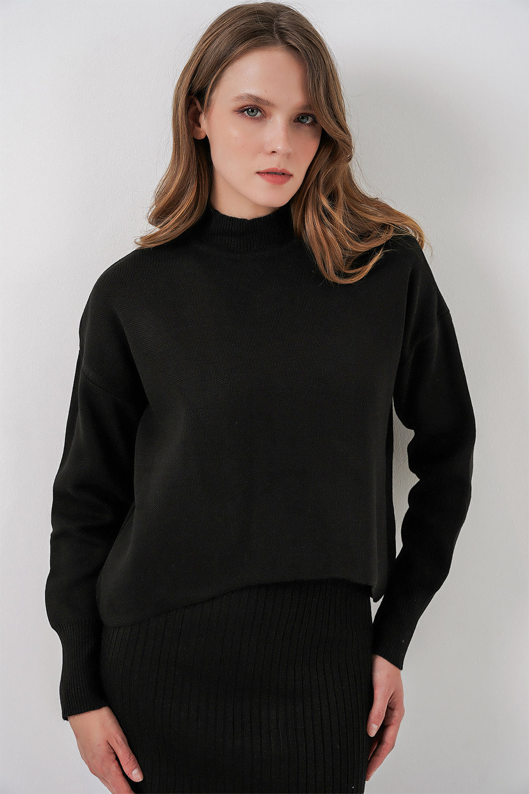 BGD Women Woman Short Sweater Dress 15958 - Black - Düsseldorf