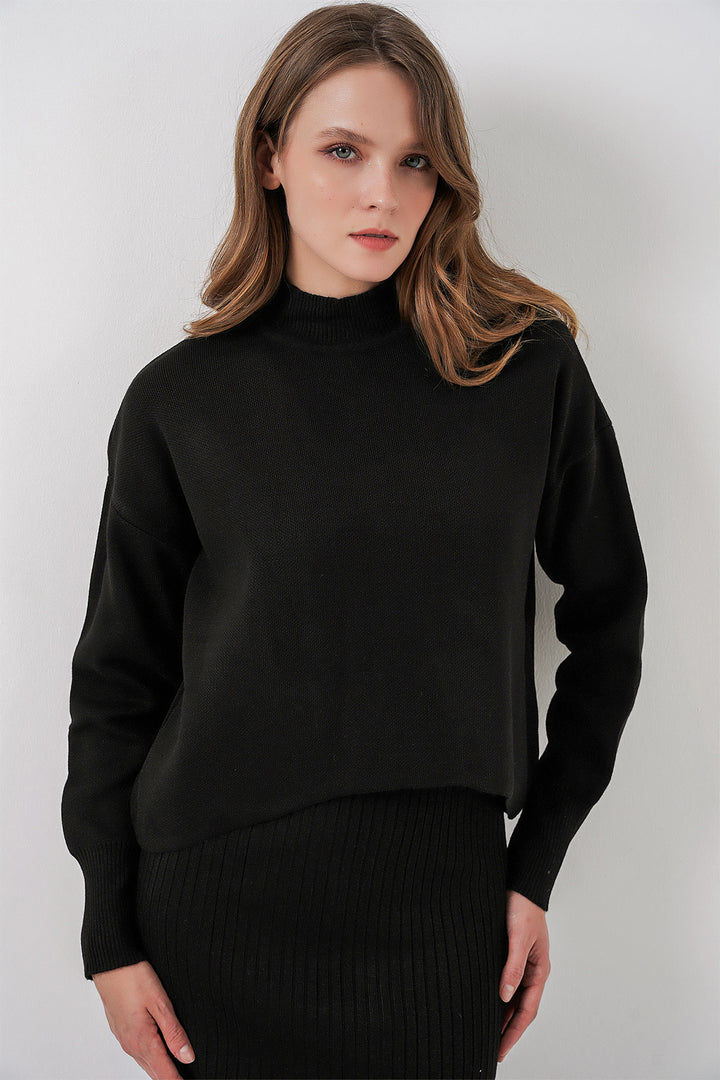 BGD Women Woman Short Sweater Dress 15958 - Black - Düsseldorf