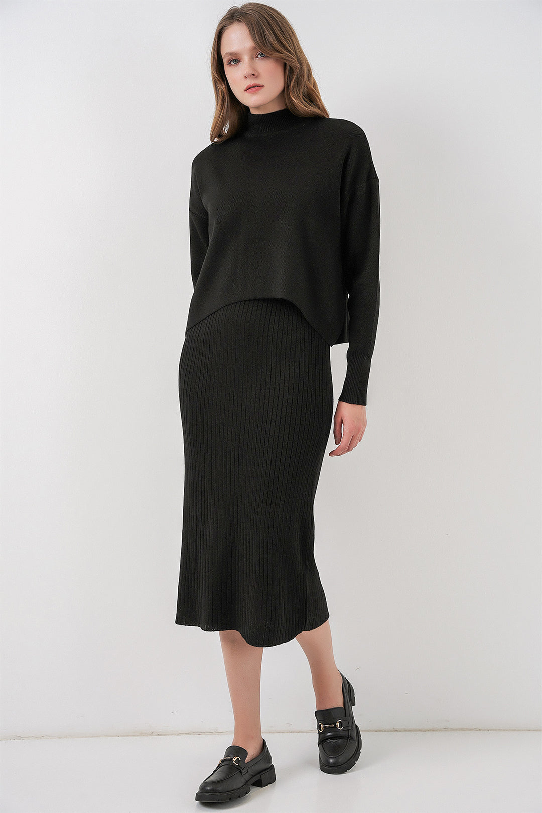 BGD Women Woman Short Sweater Dress 15958 - Black - Düsseldorf