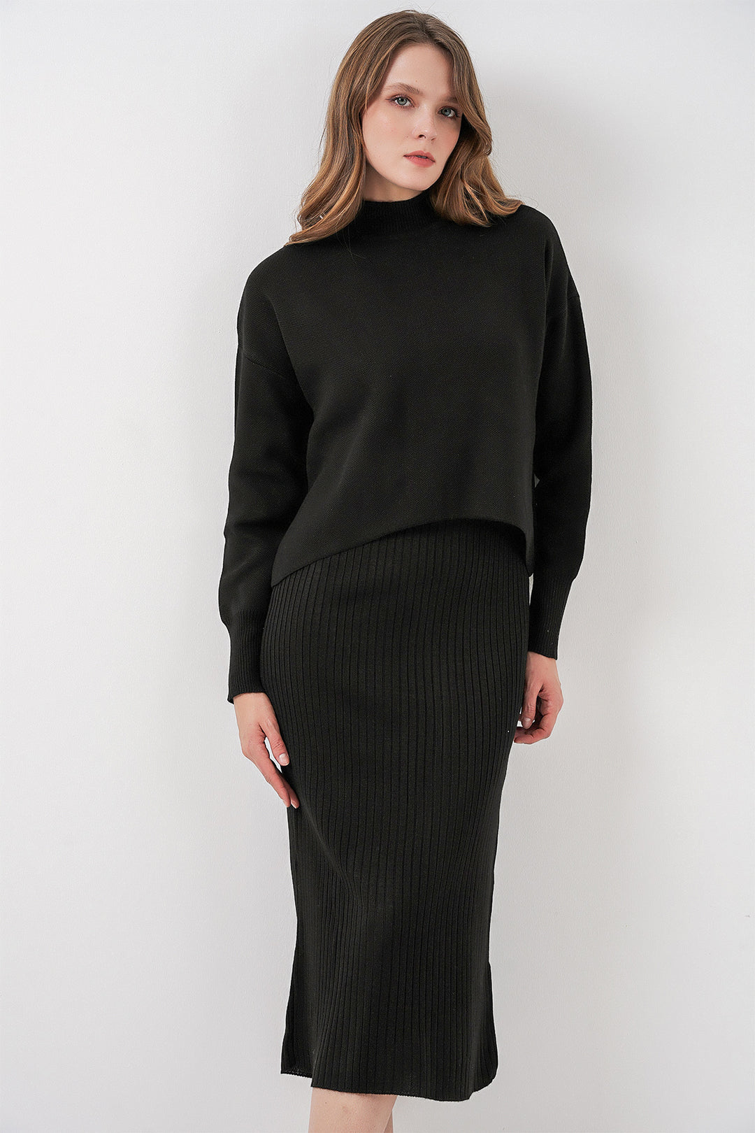 BGD Women Woman Short Sweater Dress 15958 - Black - Düsseldorf