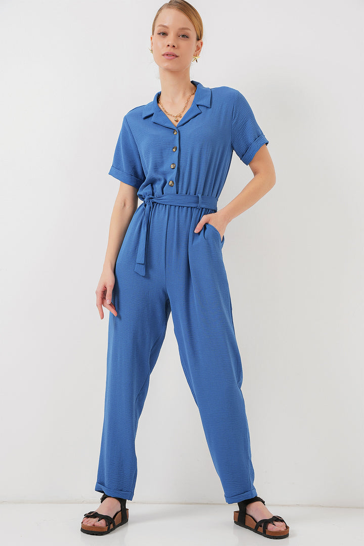 BGD Women Woman Short Sleeve Jumpsuit 7030 - Indigo - Tenosique