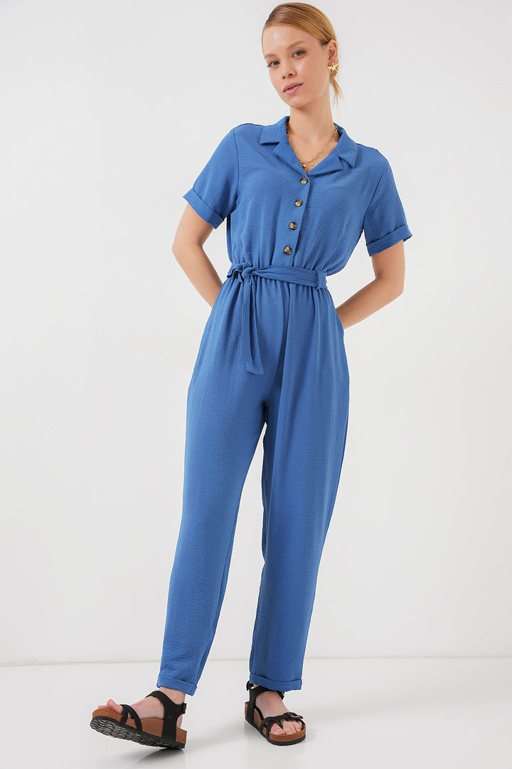 BGD Women Woman Short Sleeve Jumpsuit 7030 - Indigo - Tenosique
