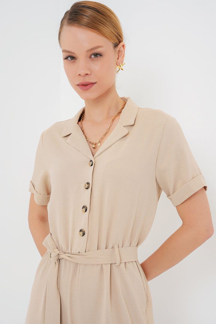 BGD Women Women's Short Sleeve Jumpsuit 7030 - Cream - West Lafayette