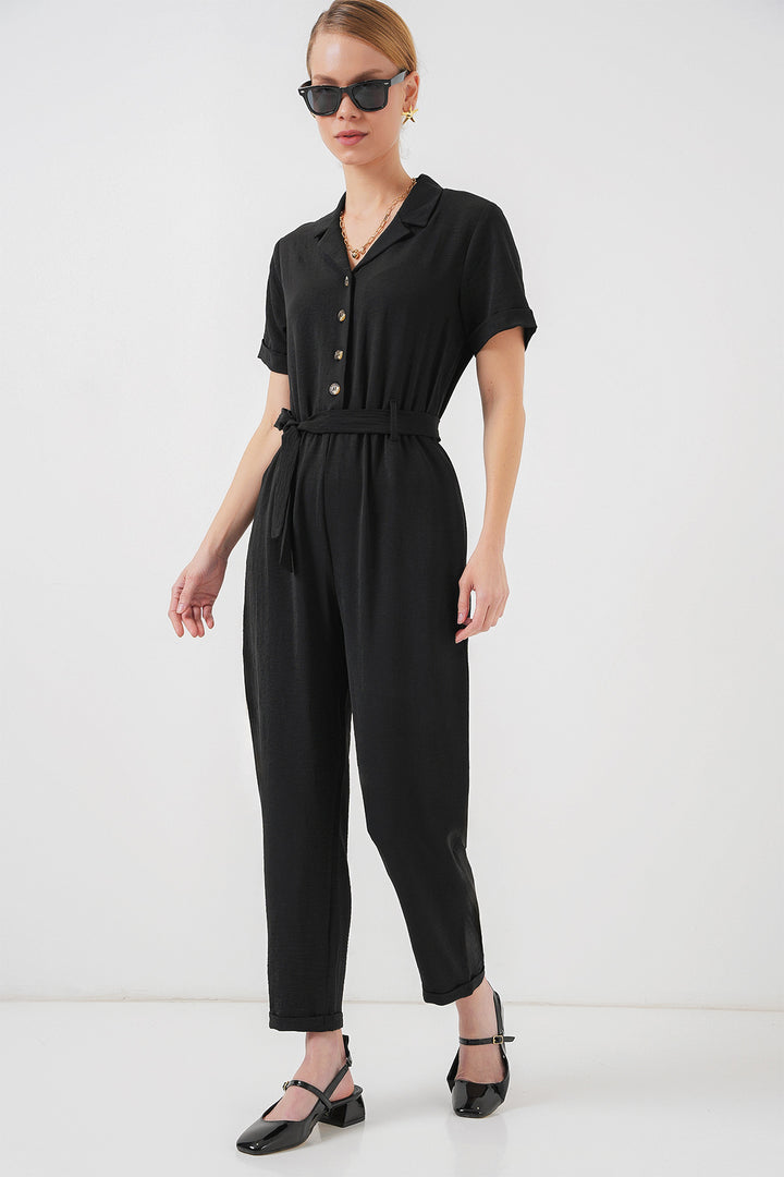BGD Women Woman Short Sleeve Jumpsuit 7030 - Black - Irákleio