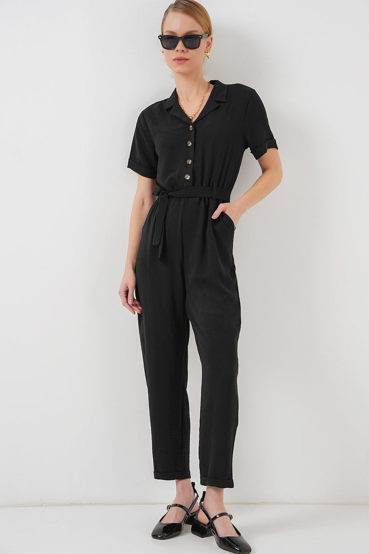 BGD Women Woman Short Sleeve Jumpsuit 7030 - Black - Irákleio