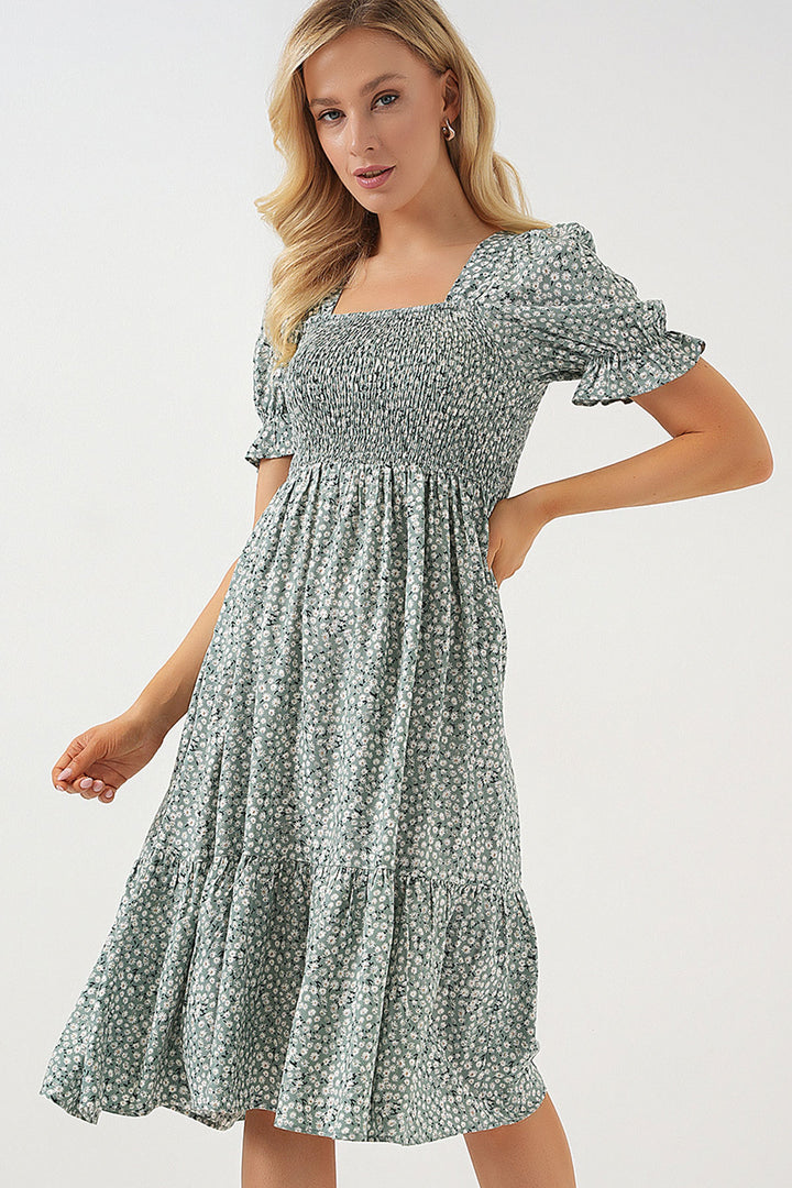 BGD Women Woman Short Sleeve Floral Dress 2556 - Mint - Acayucan