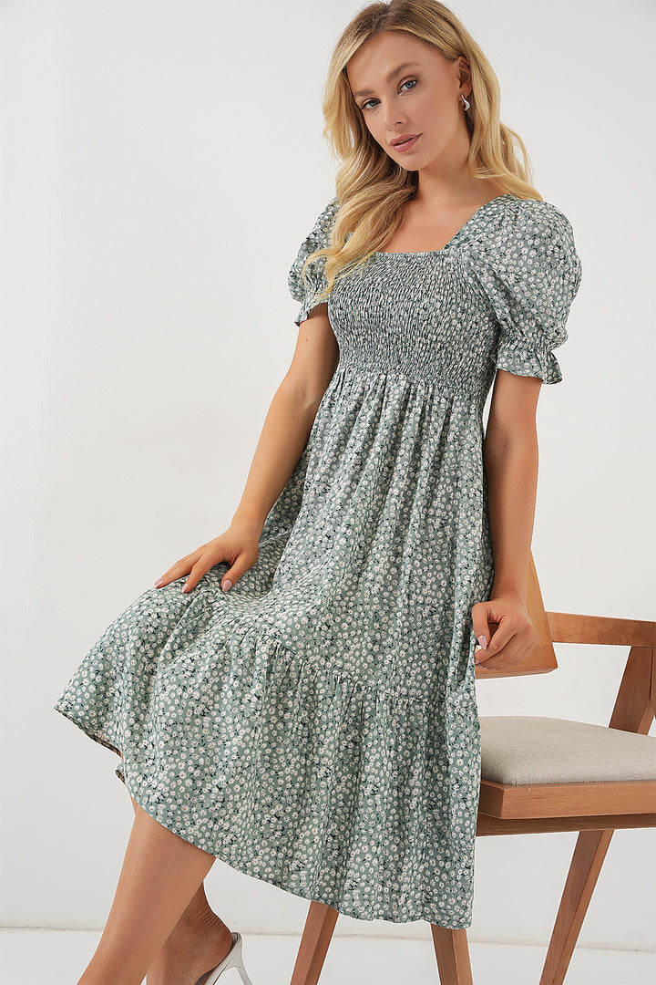 BGD Women Woman Short Sleeve Floral Dress 2556 - Mint - Acayucan