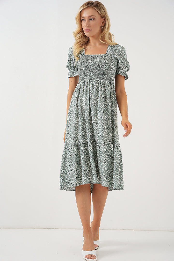 BGD Women Woman Short Sleeve Floral Dress 2556 - Mint - Acayucan