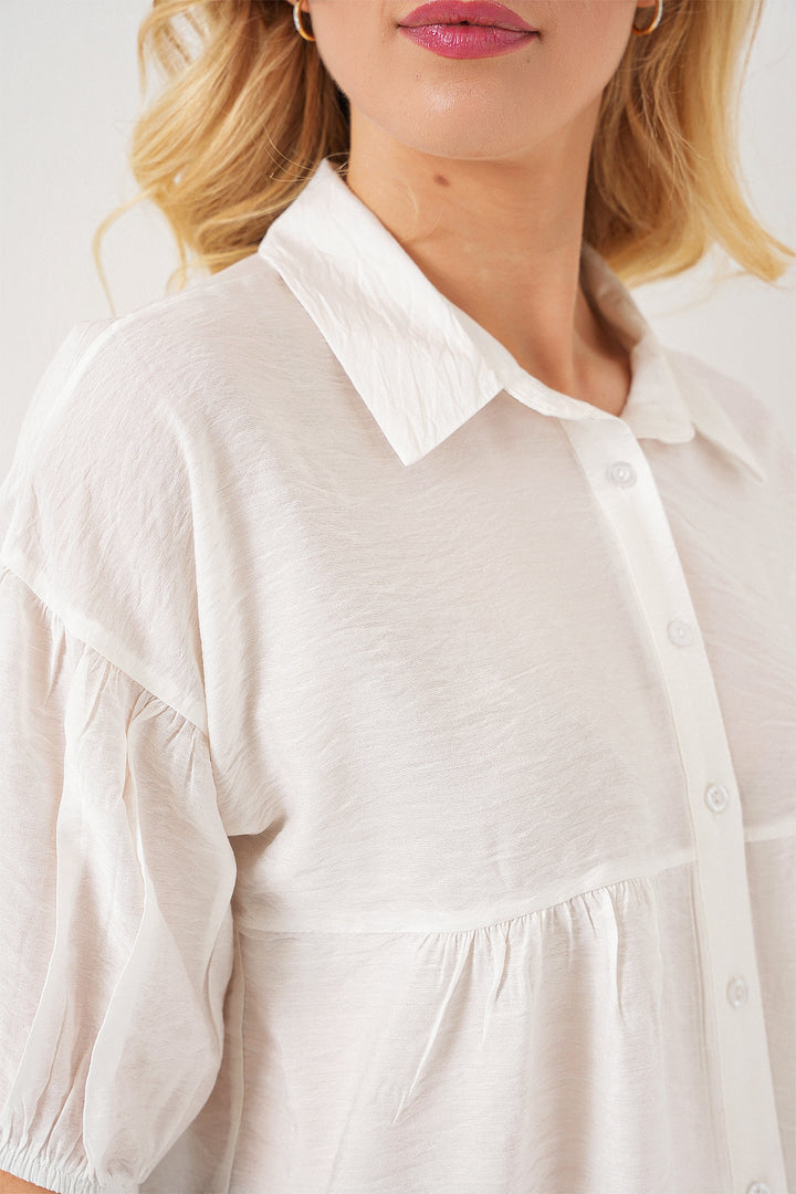 BGD Women Women's Short Sleeve Crop Top 20335 - White - Pessac