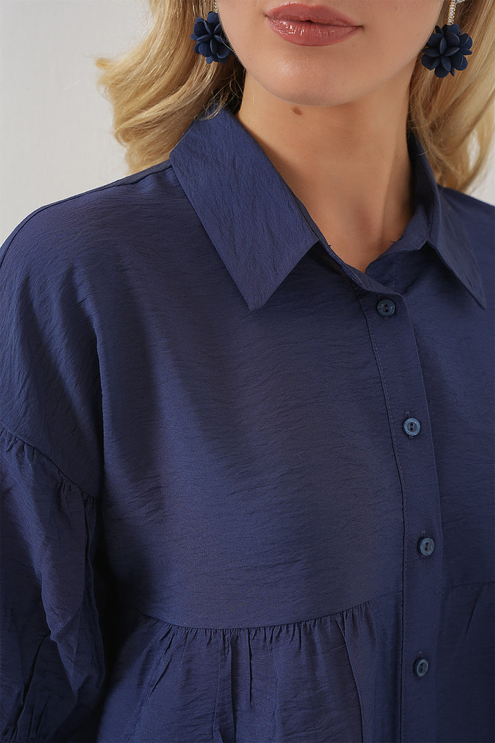 BGD Women Women's Short Sleeve Crop Top 20335 - Indigo - Dublin