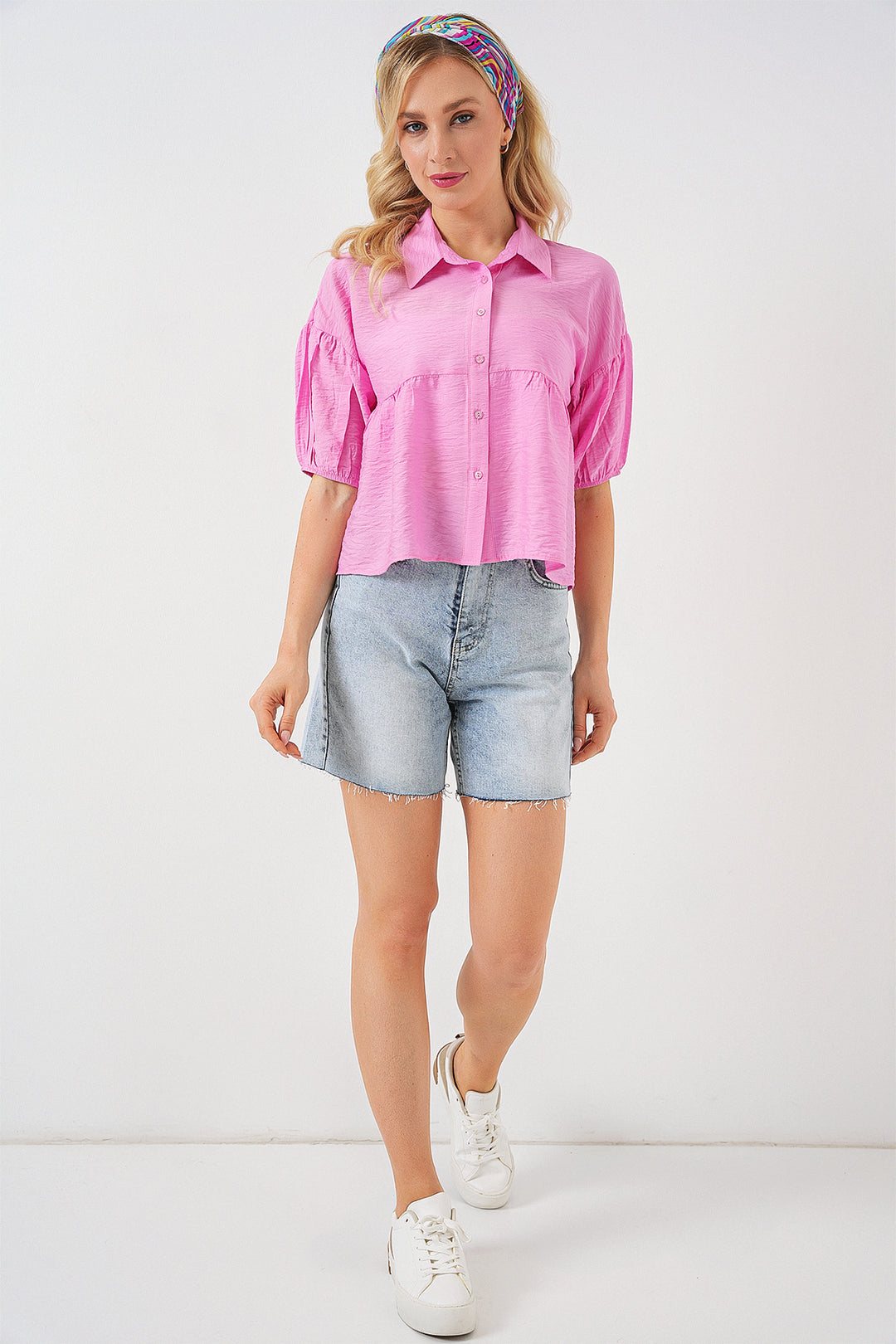 BGD Women Women's Short Sleeve Crop Top 20335 - Powder - Saint-Raphaël