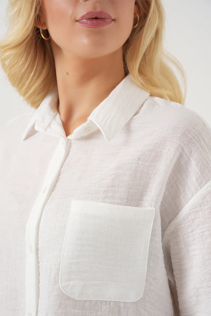 BGD Women Women's Short Sleeve Crop Top 20341 - White - Cedar Park