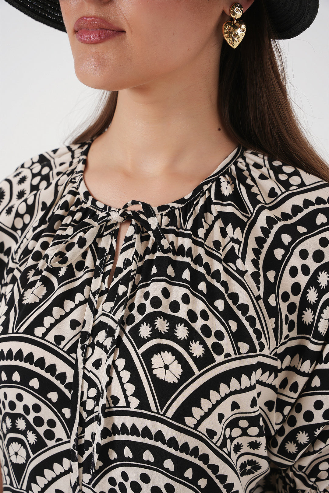 BGD Women Woman Short Sleeve Patterned Dress 2553 - Black - Columbia