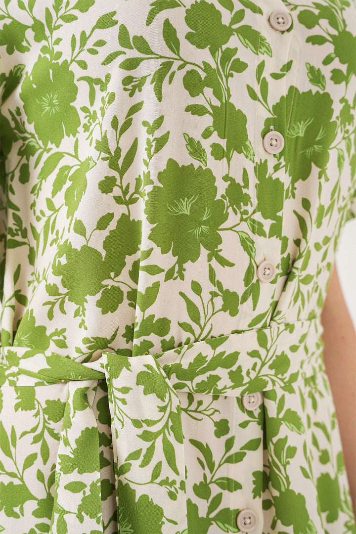 BGD Women Woman Short Sleeve Patterned Dress 2560 - Dark Green - Buffalo