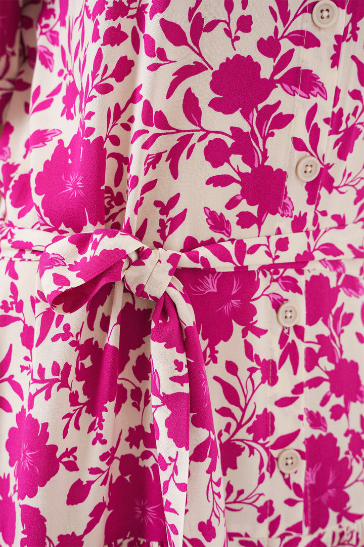 BGD Women Woman Short Sleeve Patterned Dress 2560 - Fuchsia - Columbia