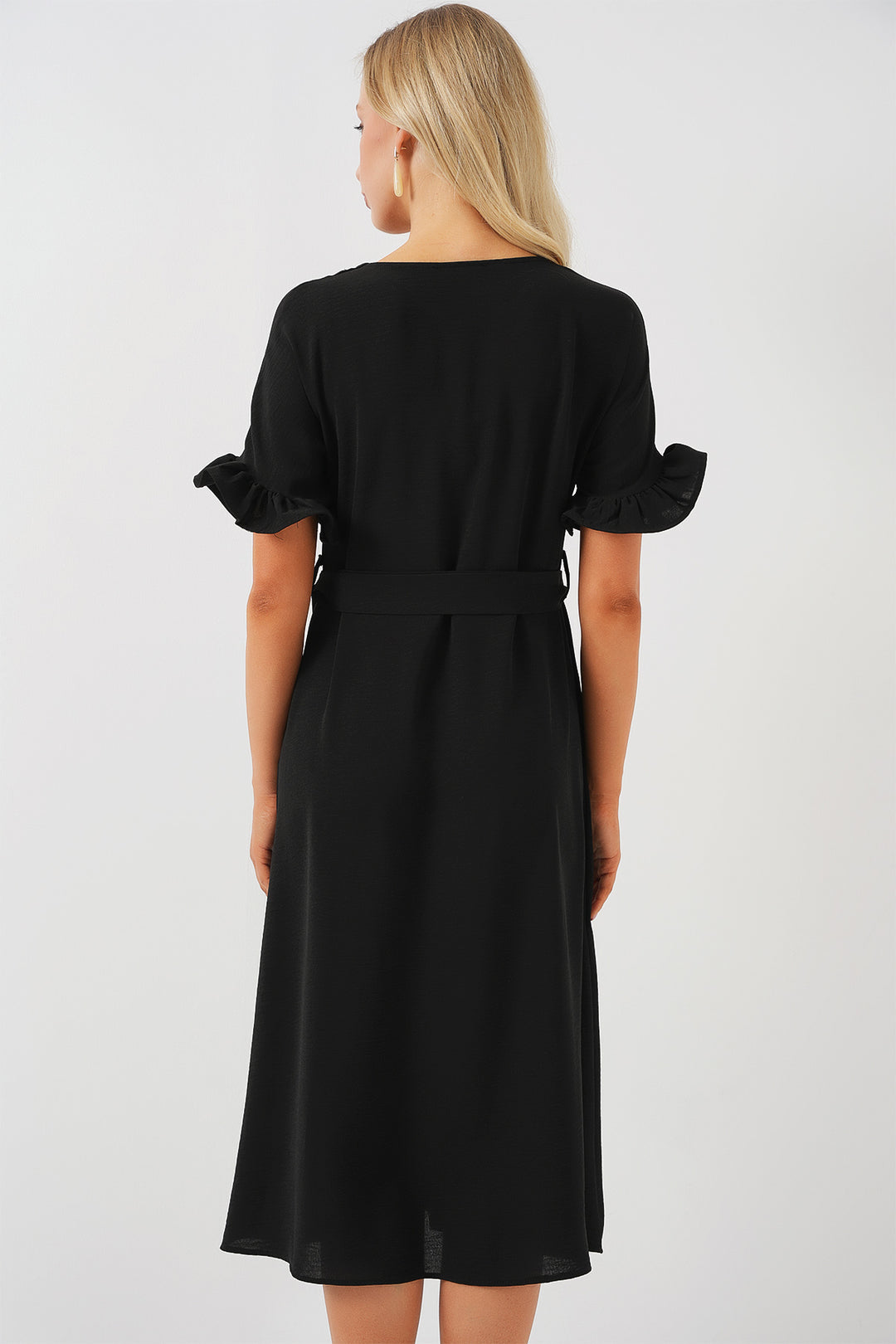 BGD Women Woman Short Sleeve Buttoned Dress 2555 - Black - Palenque