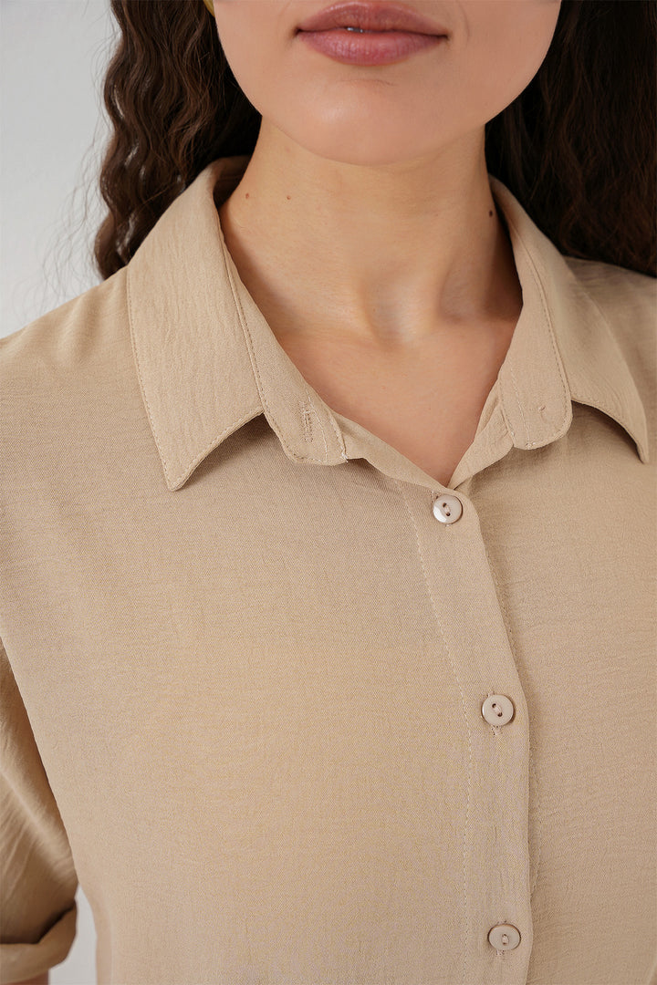 BGD Women Woman Short Sleeve Dress 2214 - Beige - Bountiful