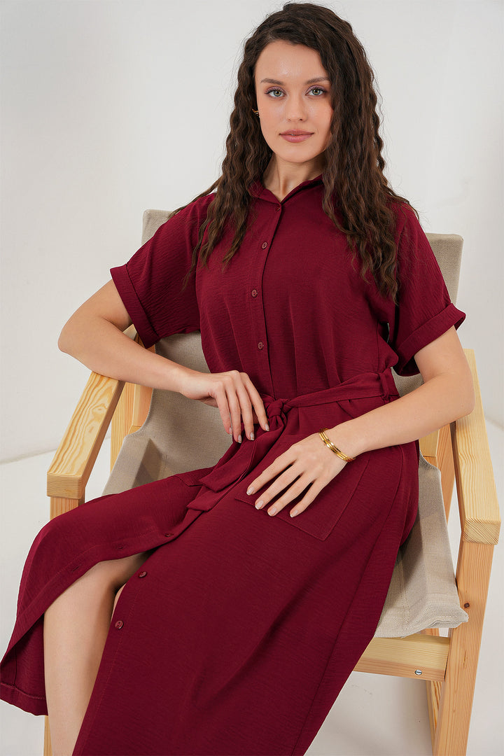 BGD Women Woman Short Sleeve Dress 2214 - Burgundy - Hurst