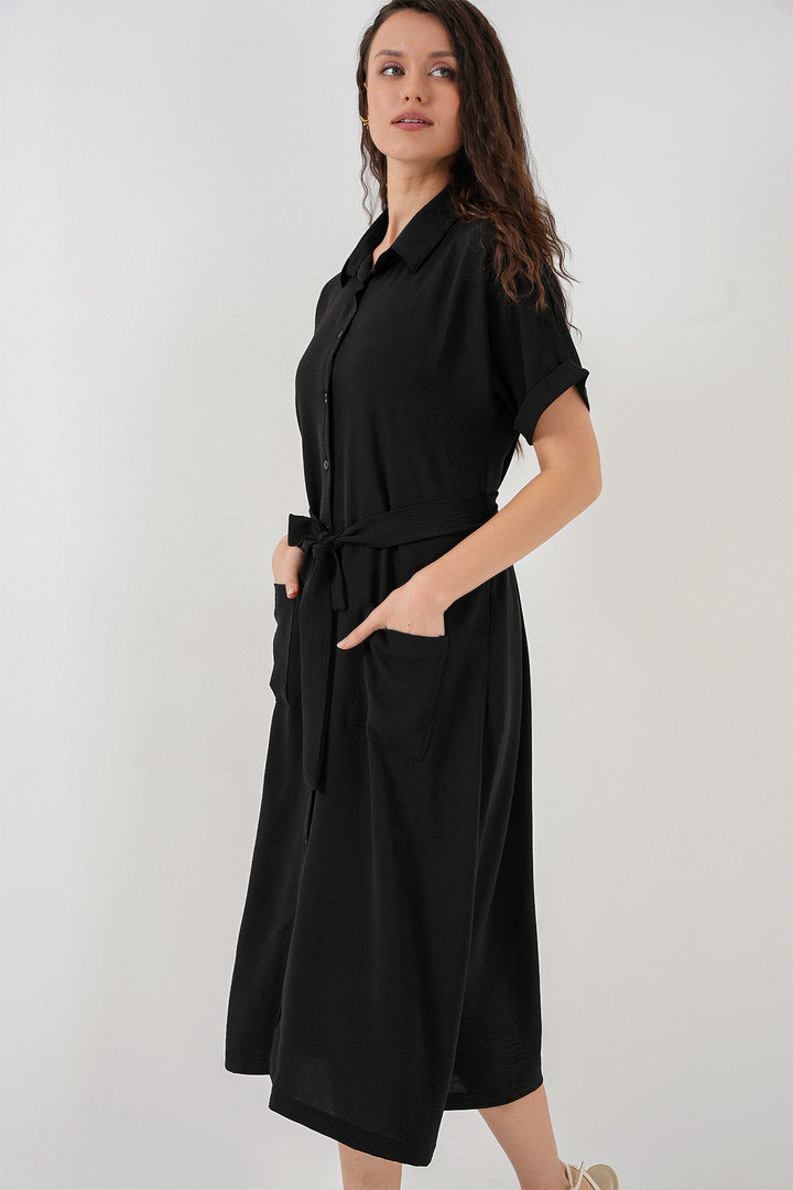 BGD Women Woman Short Sleeve Dress 2214 - Black - Kendall West