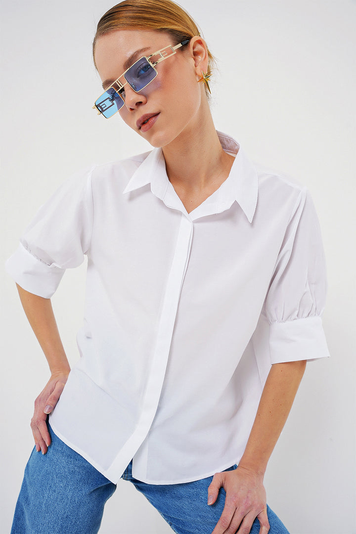 BGD Women Woman Short Sleeve Shirt 20312 - White - Tyler