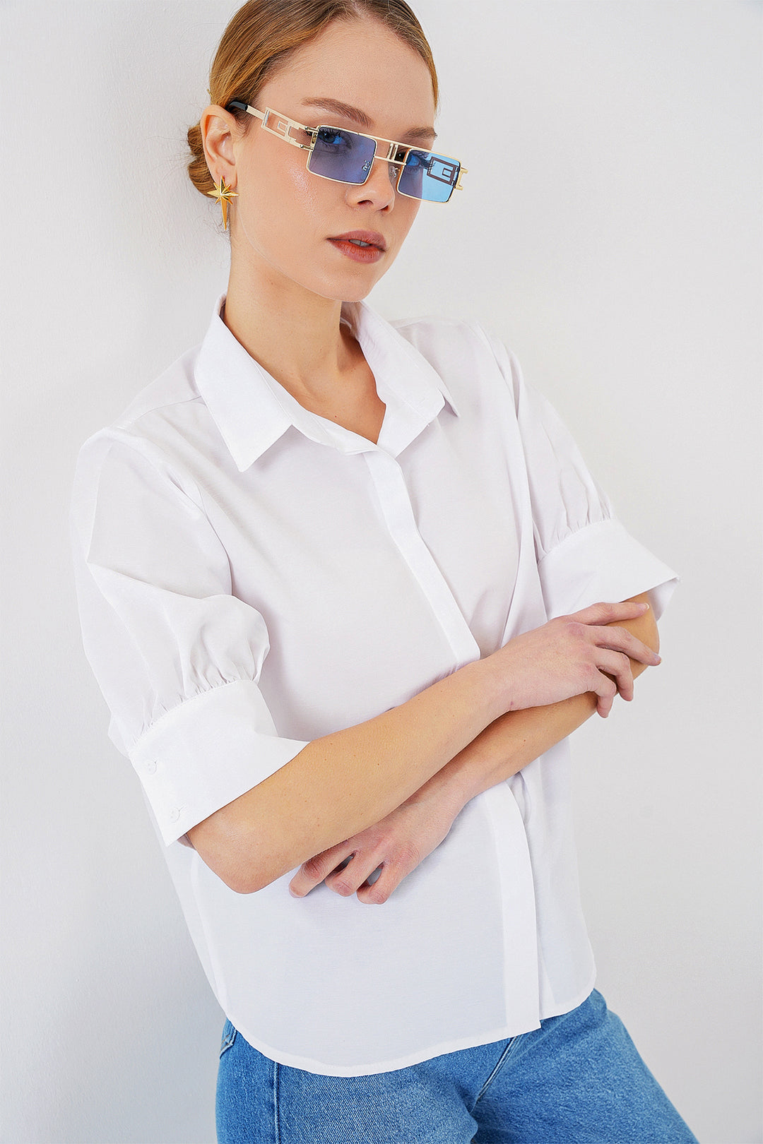 BGD Women Woman Short Sleeve Shirt 20312 - White - Tyler