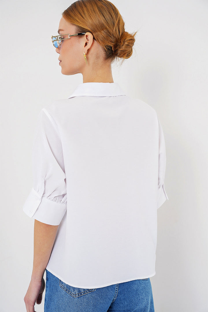 BGD Women Woman Short Sleeve Shirt 20312 - White - Tyler