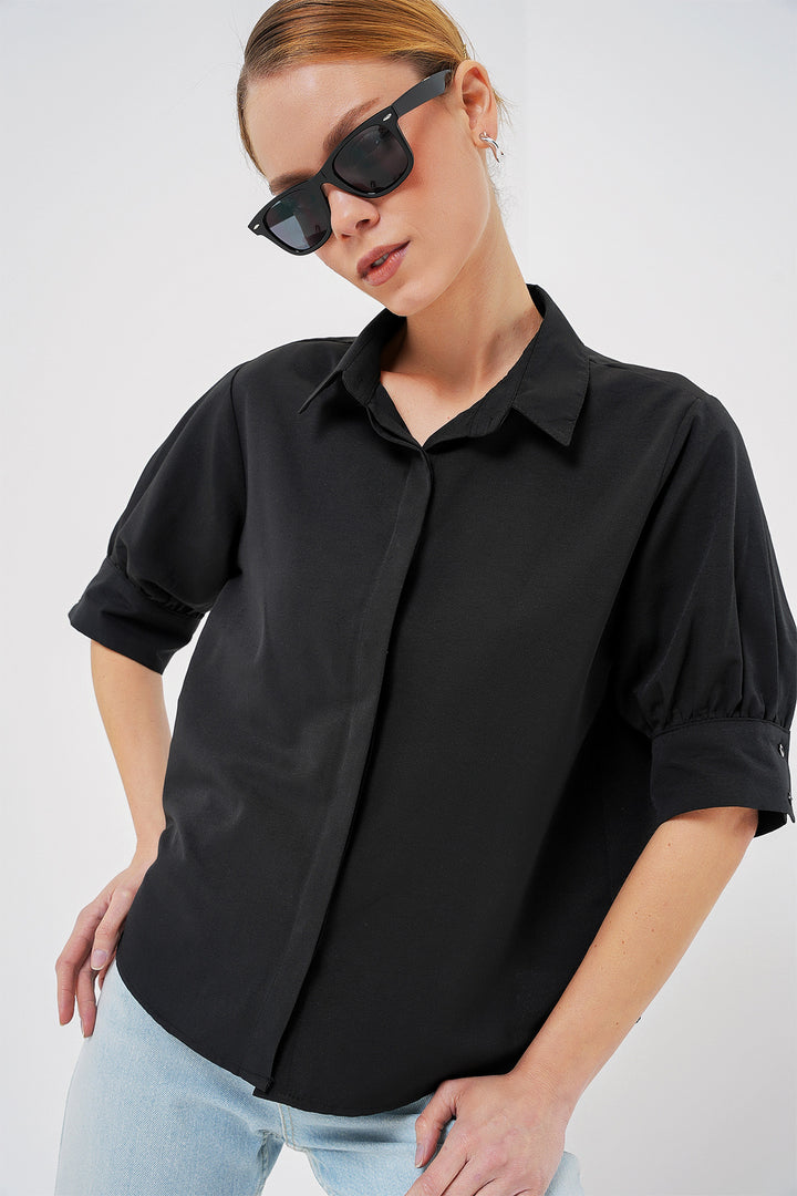 BGD Women Woman Short Sleeve Shirt 20312 - Black - Bastia