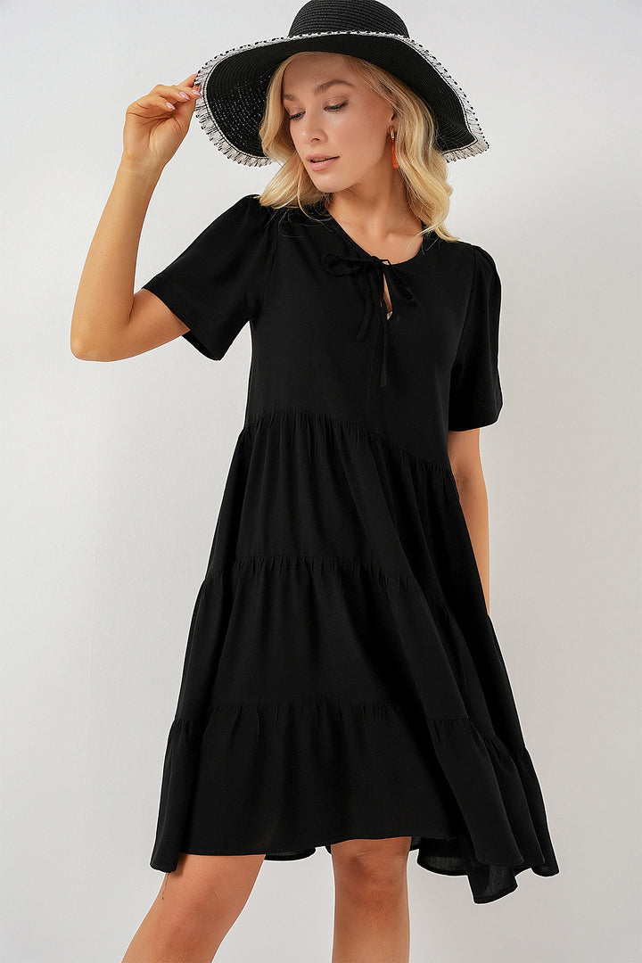 BGD Women Woman Short Sleeve Short Dress 2554 - Black - Appleton