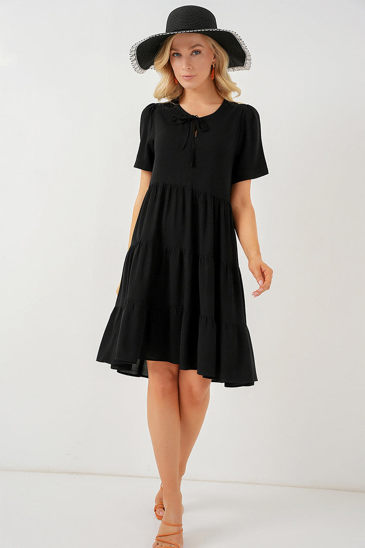 BGD Women Woman Short Sleeve Short Dress 2554 - Black - Appleton
