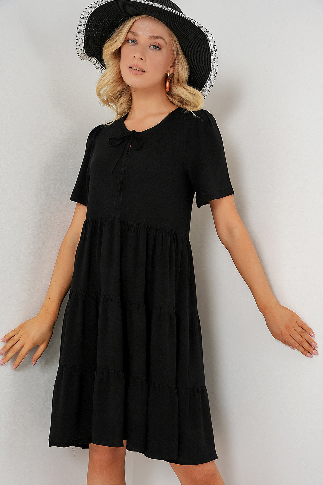 BGD Women Woman Short Sleeve Short Dress 2554 - Black - Appleton