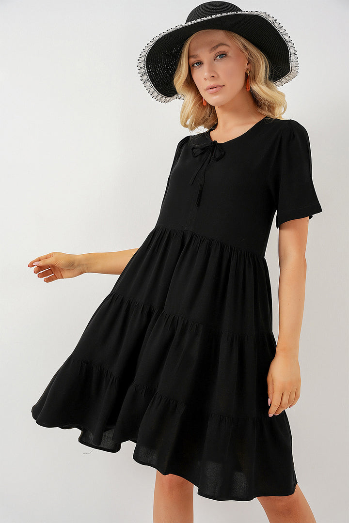 BGD Women Woman Short Sleeve Short Dress 2554 - Black - Appleton